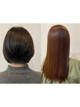 一人一人の髪質に合わせたこだわりの薬剤でダメージを抑えつつ扱いやすい、色持ちのいいツヤ髪に♪