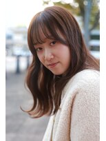 スリーヌーン(THREE noon)&nbsp;小顔バング/やわらかベージュ/艶髪/セミロング