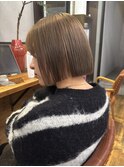 ブリーチなしダブルカラー縮毛矯正ストレートパーマミニボブ