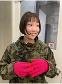 ワイドバング前下がりボブに合わせカット