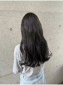 黒髪暗髪ナチュラルグレージュ艶カラーゆるふわロングスタイル