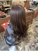 ケアカラーオリーブグレージュ顔まわりレイヤーカット韓国ヘア