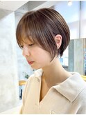 武蔵小杉大人ショート丸みボブベージュ白髪ぼかしカラーくびれ