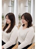 大人可愛い♪顔まわりレイヤー×外ハネミディ