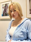 ダークパープル×ナチュラルショート［髪質改善/縮毛矯正］