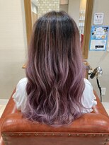 ヘアー クラージュ(hair courage) バレイヤージュカラー ラベンダーピンク