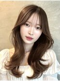 韓国風/レイヤー/小顔/前髪カット/髪質改善/グレージュ/透明感