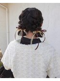 ツインヘアセット×リボンアレンジ【四日市】
