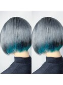 シルバーアッシュ（ターコイズインナーカラー）