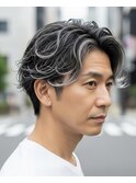 白髪ぼかしハイライトメッシュシルバーカラー