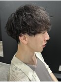 メンズマッシュパーマシャドウパーマスパイラルパーマ刈り上げ　