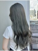 オリーブグレーベージュ/暗髪/サラ艶レイヤーロング/髪質改善