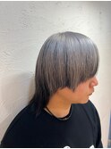 メンズ人気ウルフヘアーハイトーンホワイトシルバー池袋