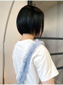 short bob/ショートボブ　切りっぱなしボブ　黒髪　艶髪