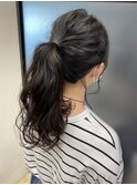 ルーズポニーテール×ダークアッシュ◎30代40代50代
