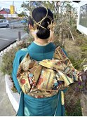 【成人式ヘアセット】お団子×水引きスタイル
