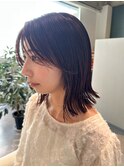切りっぱなし/外ハネボブ/シースルー前髪/ベルボブ/ピンクカラー
