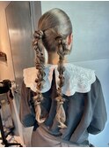 【ツインポニーテール】結婚式/銀座/ヘアセット/アレンジ