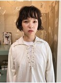 前上がりボブと、くしゃっとパーマ