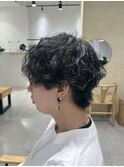 アッシュブラックカルマパーマベリーショートダークアッシュ