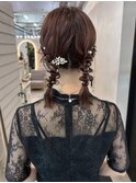 ミディアム　編みおろしツイン　結婚式　お呼ばれ　20代30代