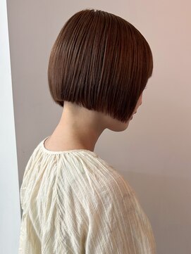 カシェル トウキョウ(Cashel Tokyo) ミニボブ 切りっぱなしボブ ブリーチなし こっくりカラー マロン