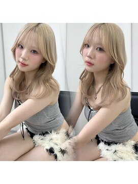 ランテルディ 渋谷(LANTERDIT) ホワイトベージュ　ミルクティーグレージュ　顔周り　韓国ヘア