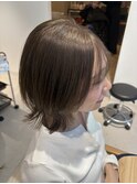 福井大和田ブリーチなしオリーブベージュ透明感カラー