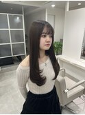 着物ヘア/ダークアッシュ/ミディアムレイヤーカット/人形町