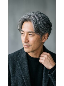 アッシュ 桜木町店(Ash) 横浜桜木町メンズ白髪ぼかし×大人かき上げ流しショート