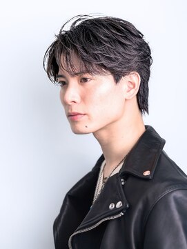 ビカムメンズヘアー 栄店(become men's hair) フェザーパーマ×センターパート黒髪/名古屋/栄