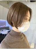 長め大人ショートボブ ミニボブ アッシュベージュ(調布)