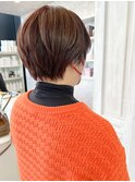 福山市美容室Caary大人冬ショートヘアナチュラルオレンジカラー