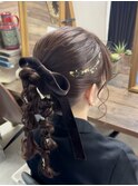 結婚式お呼ばれヘアセット/参列ヘアセット/編み込みツインテール