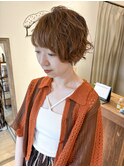ハンサムショートパーマ丸みニュアンスカラー無造作大人可愛い
