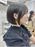 切りっぱなしボブ/ブルーブラック/ミニボブ/似合わせカット