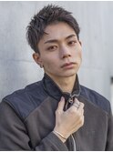 小久保styleフェザーパーマグレーブルーカラー刈り上げショート