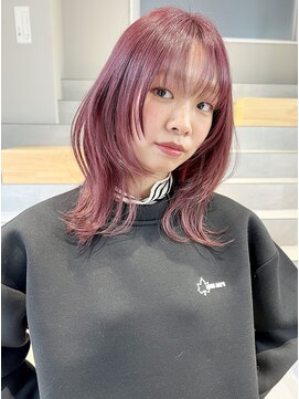 カケル(×.) ハッシュカット/ミディアムレイヤー/春ピンクベージュ