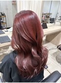 韓国ヘア髪質改善ブリーチなしダブルカラーチェリーレッド