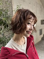 メゾンアクア 表参道(Maison ACQUA) +小顔ミディアムパーマミディアムデジタルパーマボブパーマ黒髪