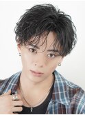 センターパートニュアンスツイストスパイラル波巻きパーマ