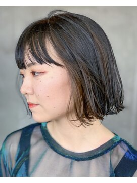 テトヘアー(teto hair) bob［ワンレングスボブ黒髪インナーカラーツートン前下がり］