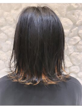 モアナ バイ ヘッドライト 沖縄東崎店(Moana by HEADLIGHT) インナーカラー#オレンジ#ボブ#大人かわいい