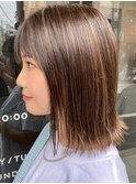 ダブルカラーミルクティーベージュカラーブルーブラックブリーチ