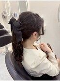 編み込みポニーテール/梅田ヘアセット