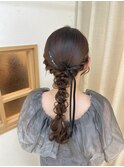 編みおろし タイトヘア タイトアレンジ 参列ヘア 結婚式ヘア