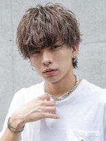 シティ(CITY)&nbsp;フェザーパーマブルーブラックメンズマッシュウルフツイスパ