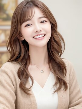 リノア 西梅田 福島(Linoa) 梅田/髪質改善/アプリコットオレンジ☆フェミニン波巻きロング