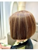 白髪隠しハイライトボブ