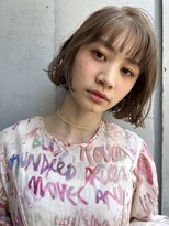 パム 恵比寿(PAM.)&nbsp;ノンアルカリカラーでつくるミルクティーベージュボブ。